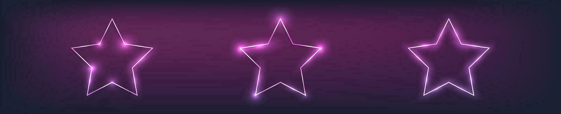 Neon frame in star form with shining effects vector