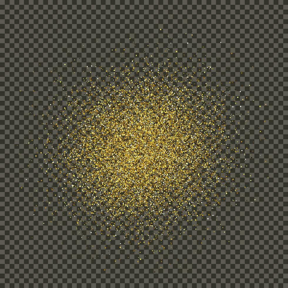 Gold glittering dust on a gray background. Dust with gold glitter effect and empty space for your text.  Vector illustration