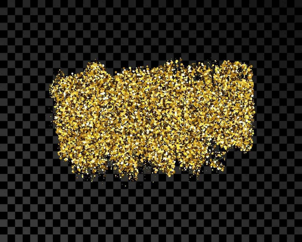 Hand drawn ink spot in gold glitter. Gold ink spot with sparkles isolated on dark background. Vector illustration