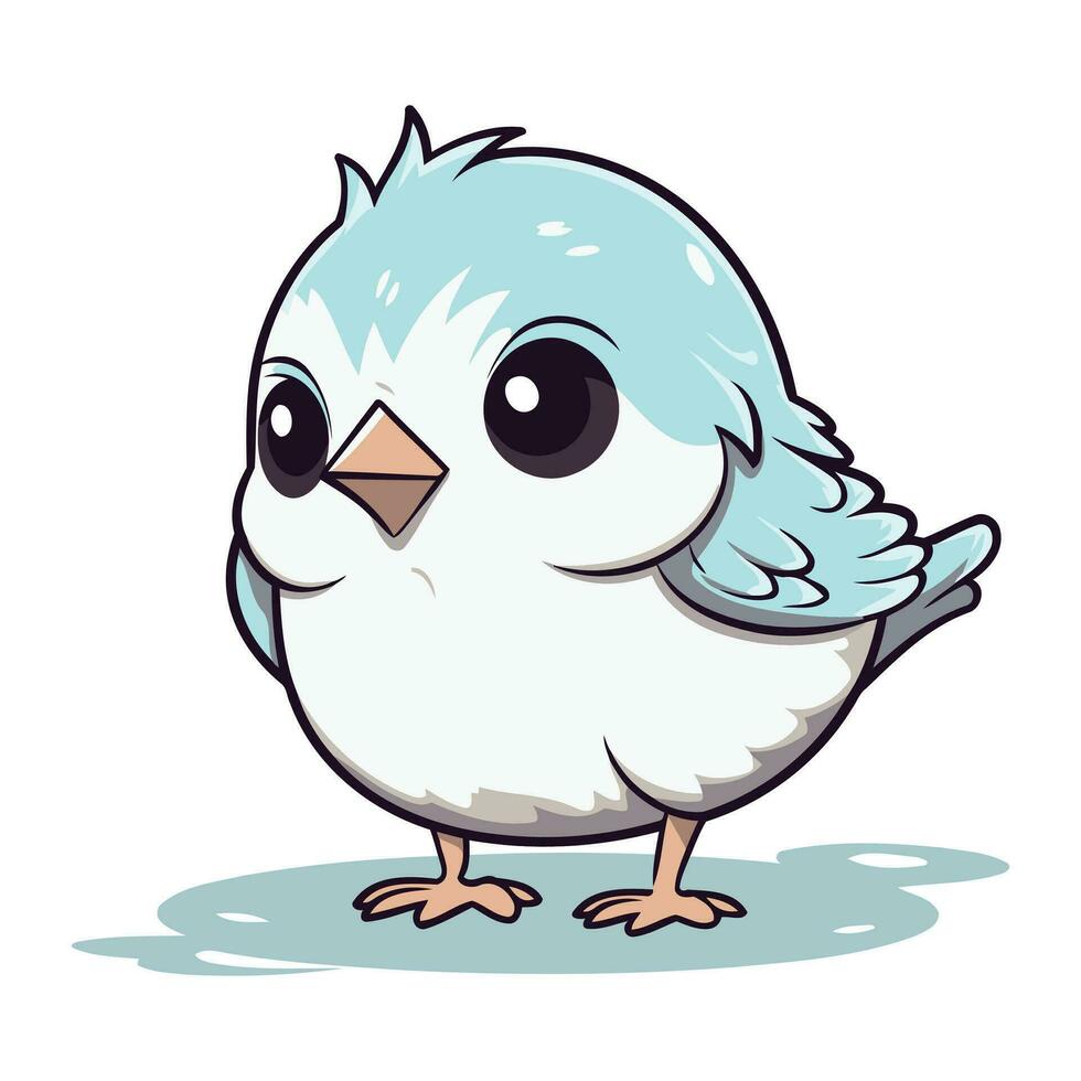 Illustration of a cute little blue bird on a white background. vector