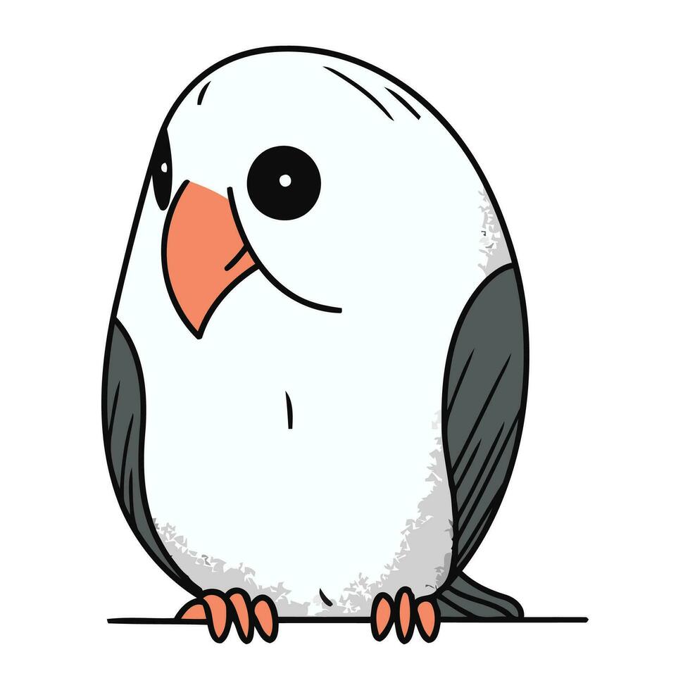 Cute cartoon parrot isolated on white background. Vector illustration.