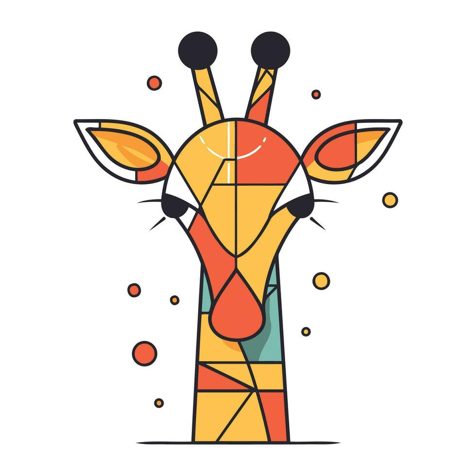 Giraffe head. Colorful vector illustration in flat linear style.