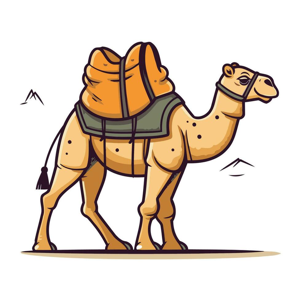 camello con un mochila. vector ilustración de un camello con un mochila.