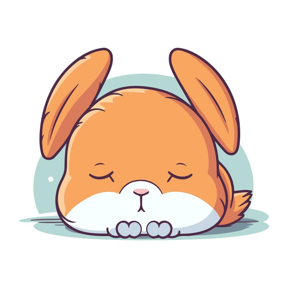 Cute cartoon bunny with eyes closed. Vector illustration of a little rabbit.