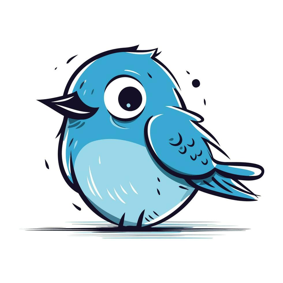 vector illustration of a cute blue bird. isolated on a white background