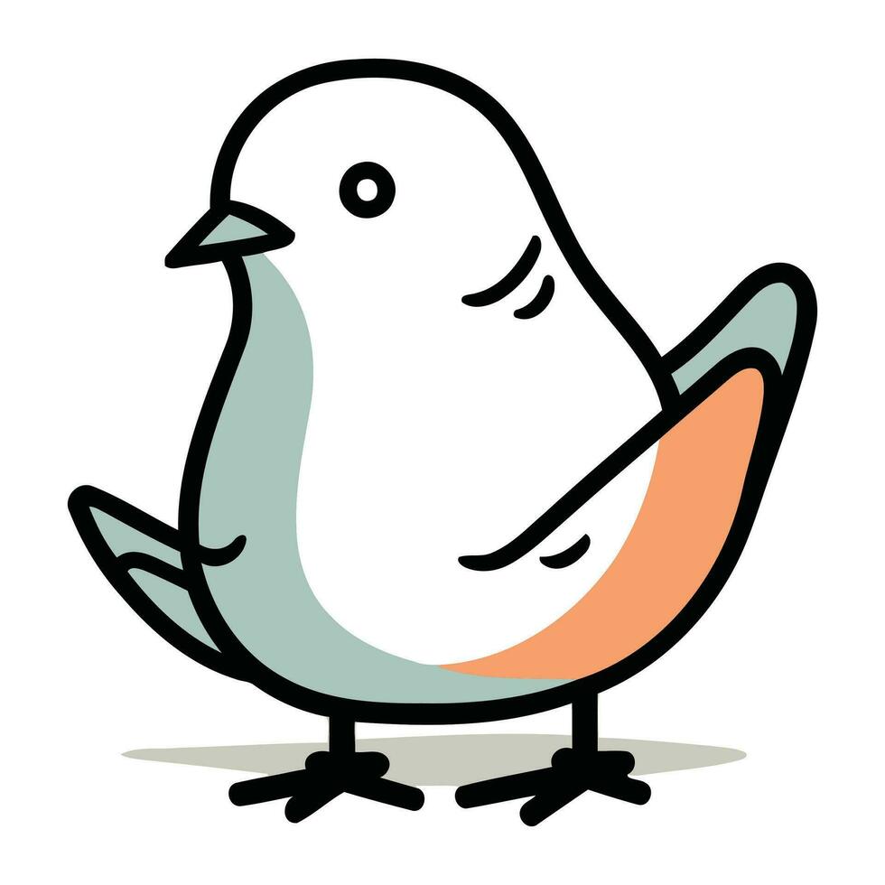 Pigeon isolated on white background. Vector illustration in cartoon style.