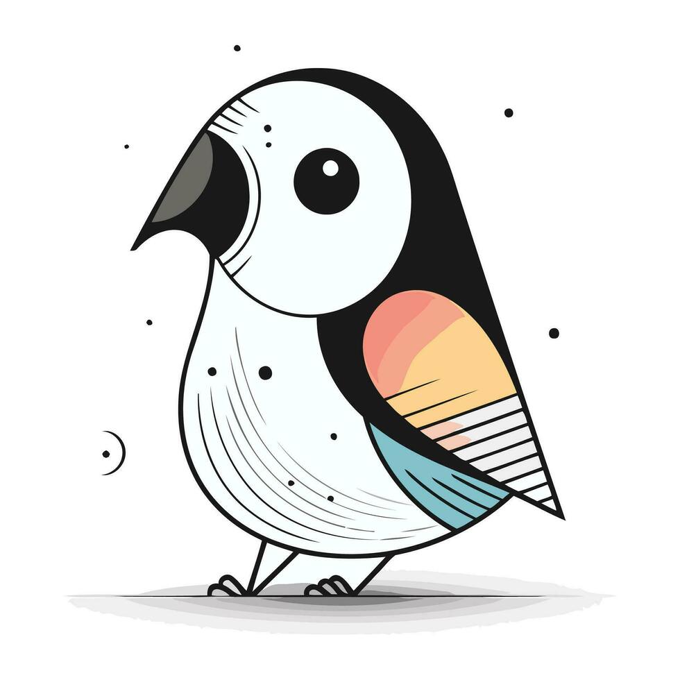 Vector illustration of a cute little bullfinch on white background.