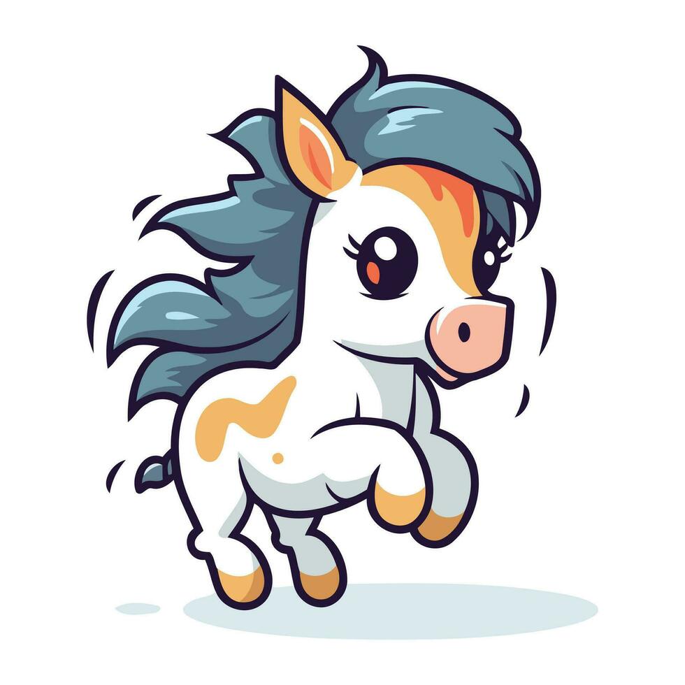 linda dibujos animados caballo. vector ilustración aislado en un blanco antecedentes.