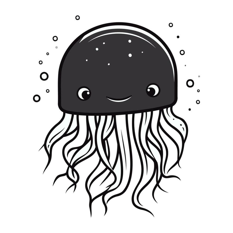 Jellyfish. Vector illustration of a cute cartoon jellyfish.