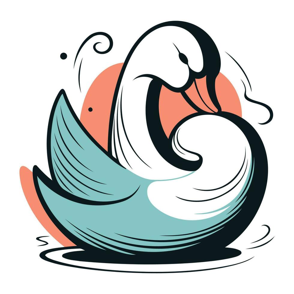 Illustration of a whale in the ocean. Vector illustration of a cartoon whale.