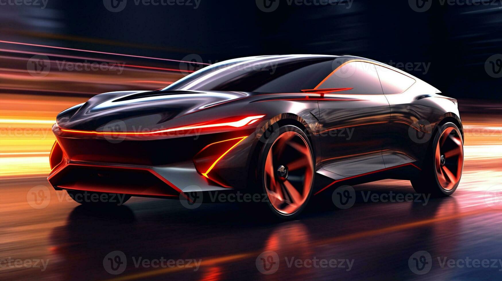 Futuristic Car Model Digital Art, Concept Art, 3D Render Generative AI photo