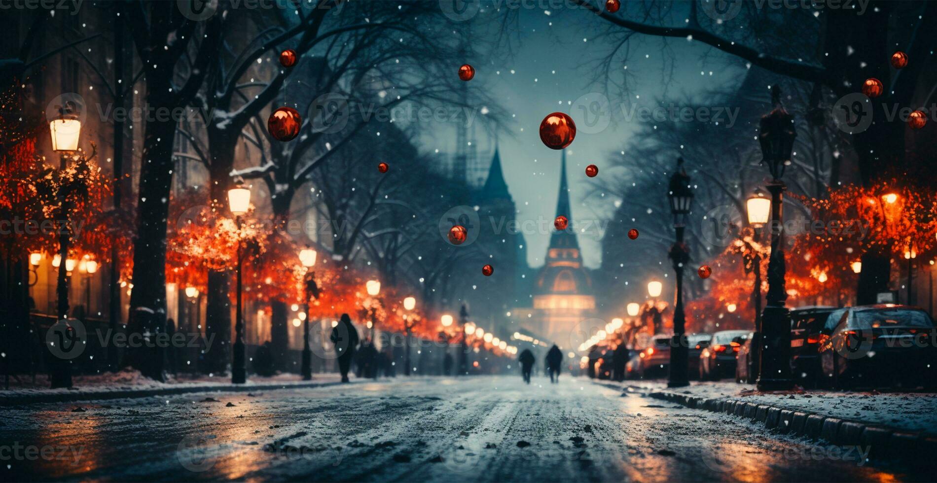 Winter city New York, New Year USA, Christmas holidays - AI generated image photo