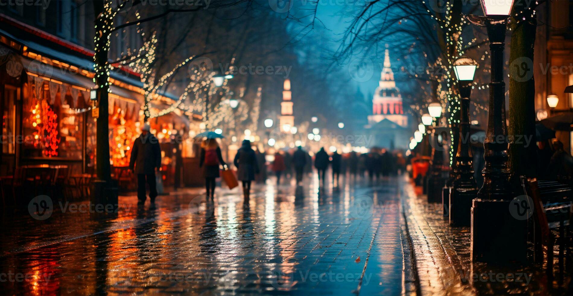 Winter city New York, New Year USA, Christmas holidays - AI generated image photo