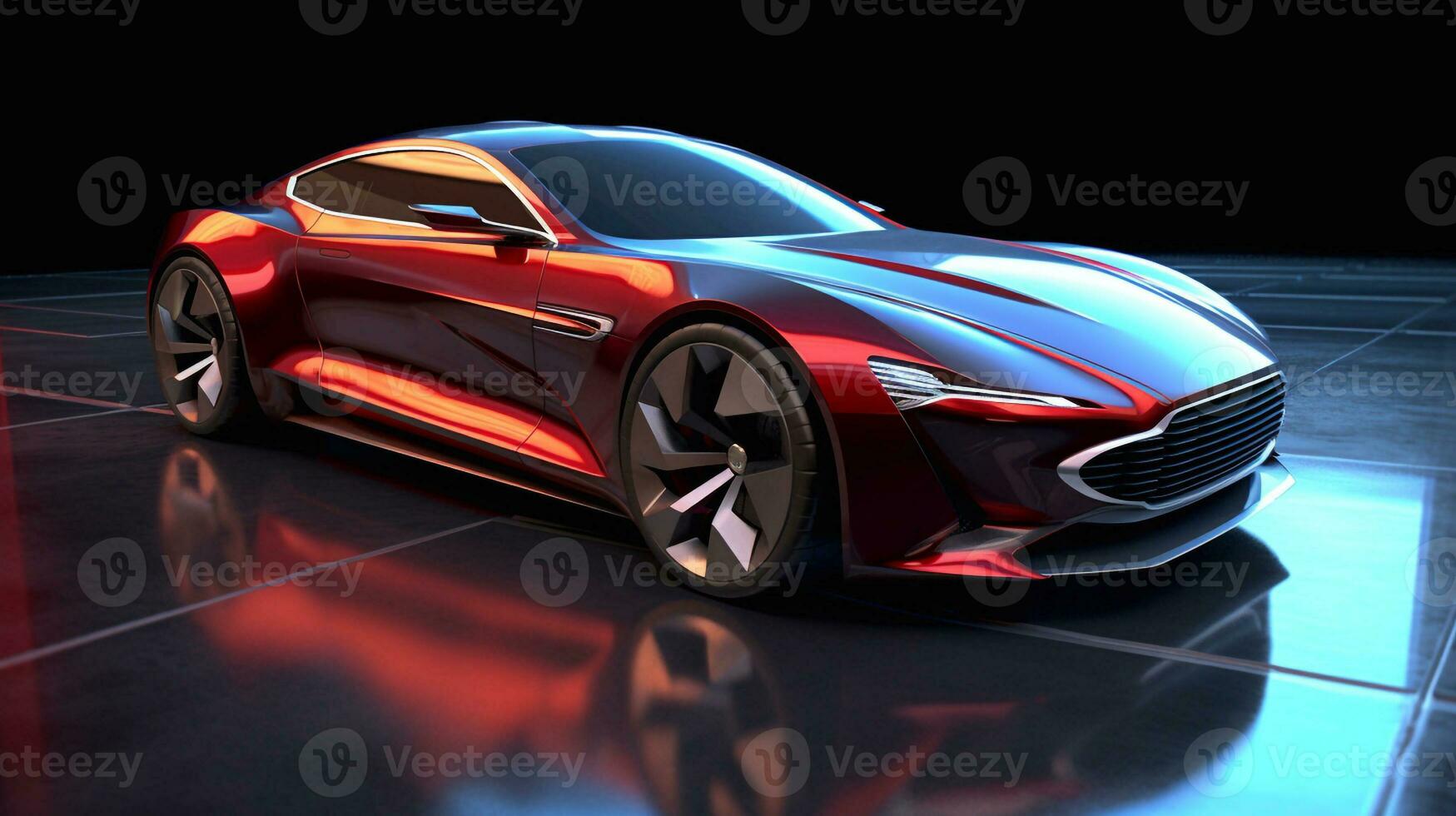 Futuristic Car Model Digital Art, Concept Art, 3D Render Generative AI photo
