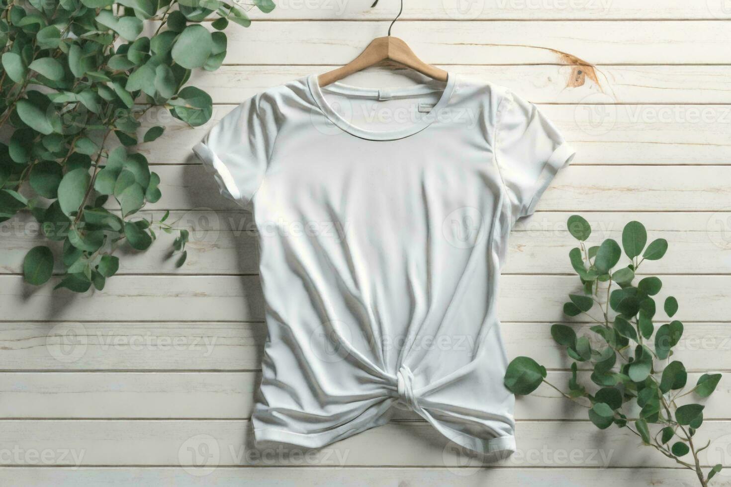 A Closed-Up Shot of A Plain White T-Shirt Mock-Up. AI Generative photo