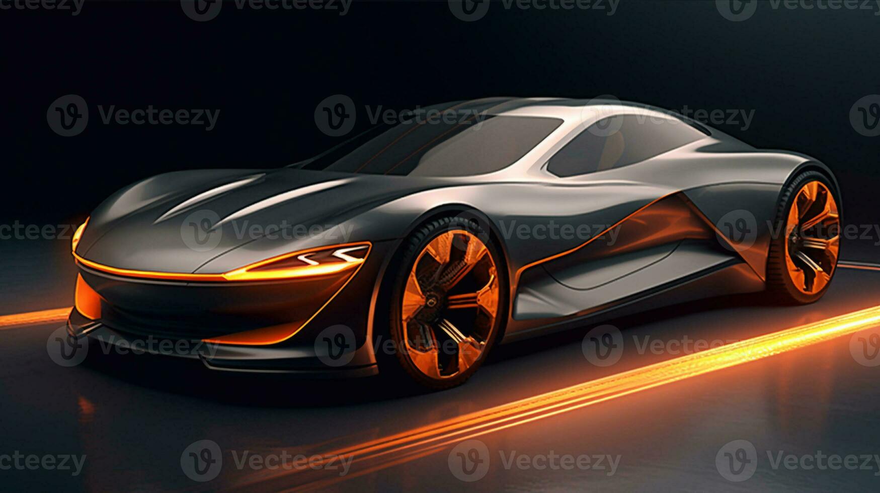 Futuristic Car Model Digital Art, Concept Art, 3D Render Generative AI photo