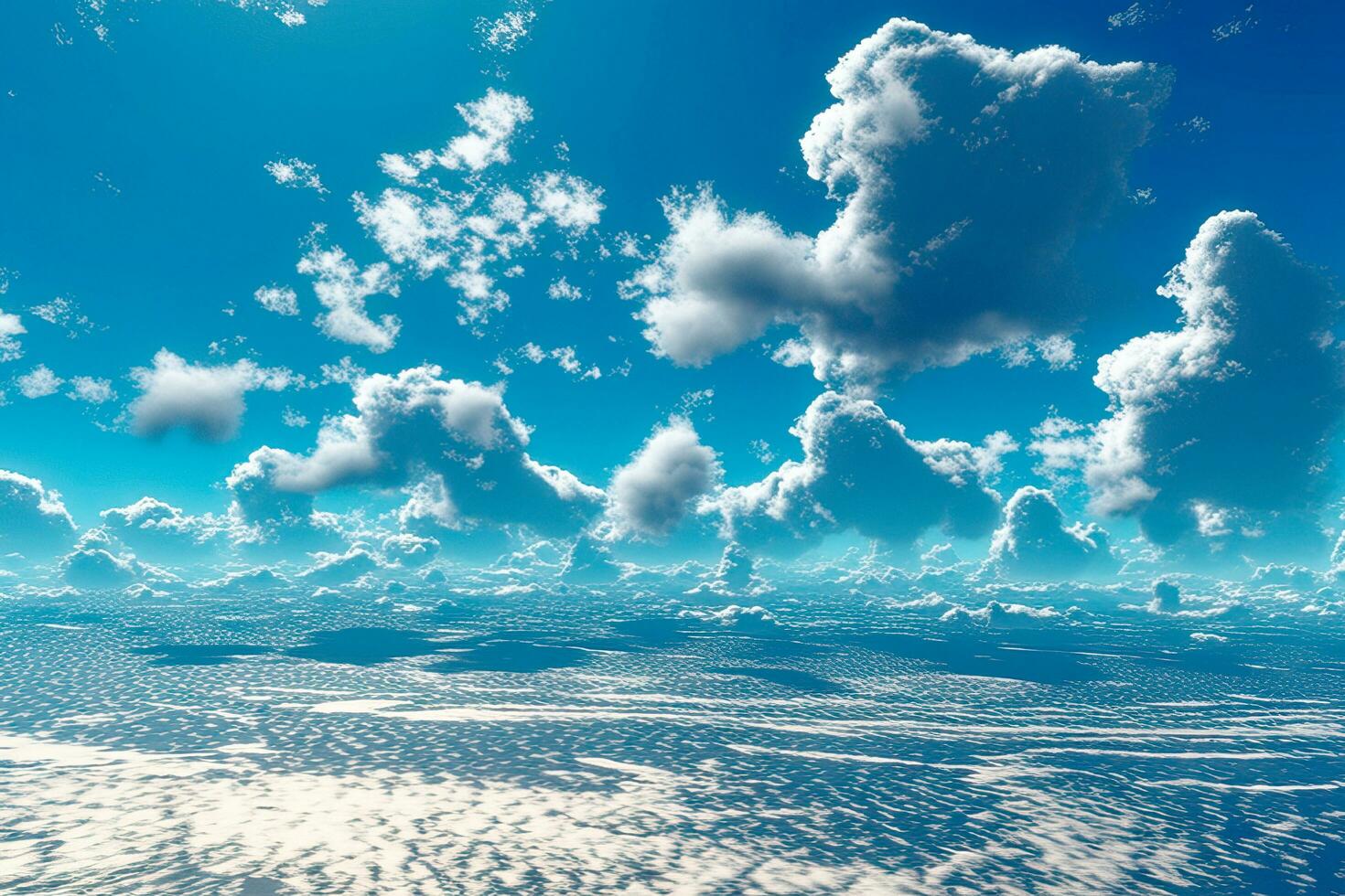 blue sky and white clouds closeup with Plane Ocean AI generative photo