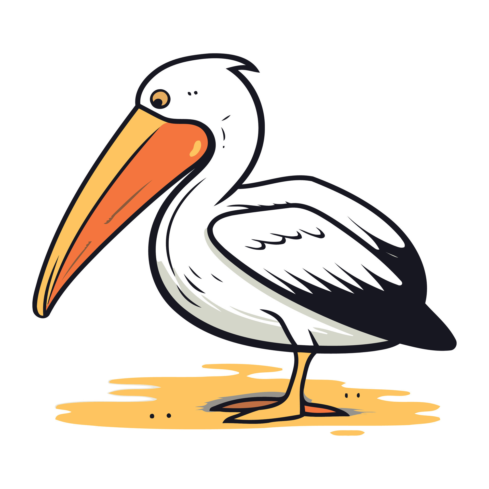 Pelican vector illustration. Cartoon pelican isolated on white