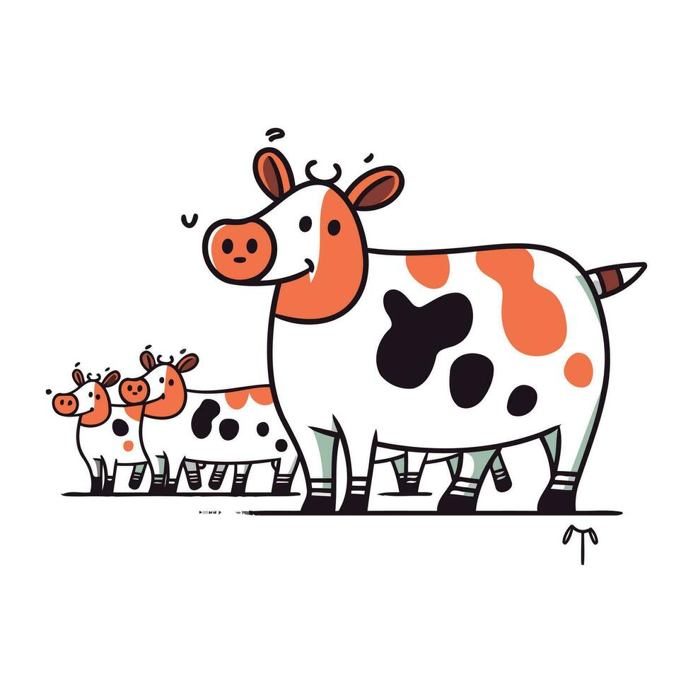 linda dibujos animados vaca. granja animal. mano dibujado vector ilustración.