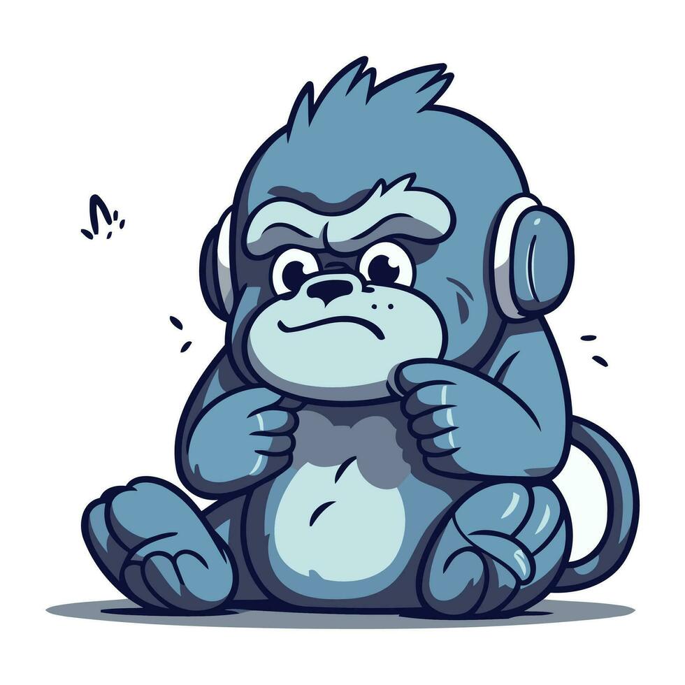 Angry Gorilla Cartoon Mascot Character. Vector Illustration