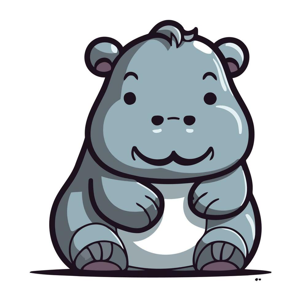 Cute hippo cartoon vector illustration. Cute hippopotamus character.