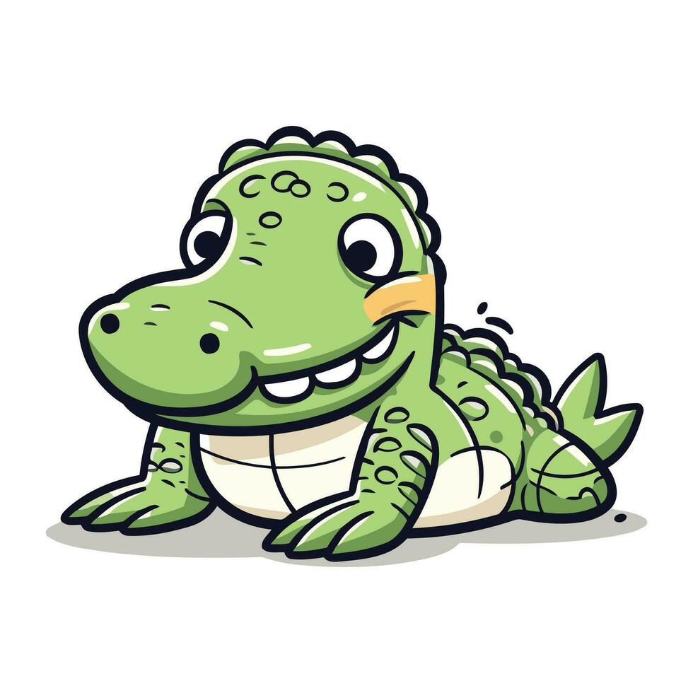 Cute crocodile cartoon character vector illustration isolated on white background.