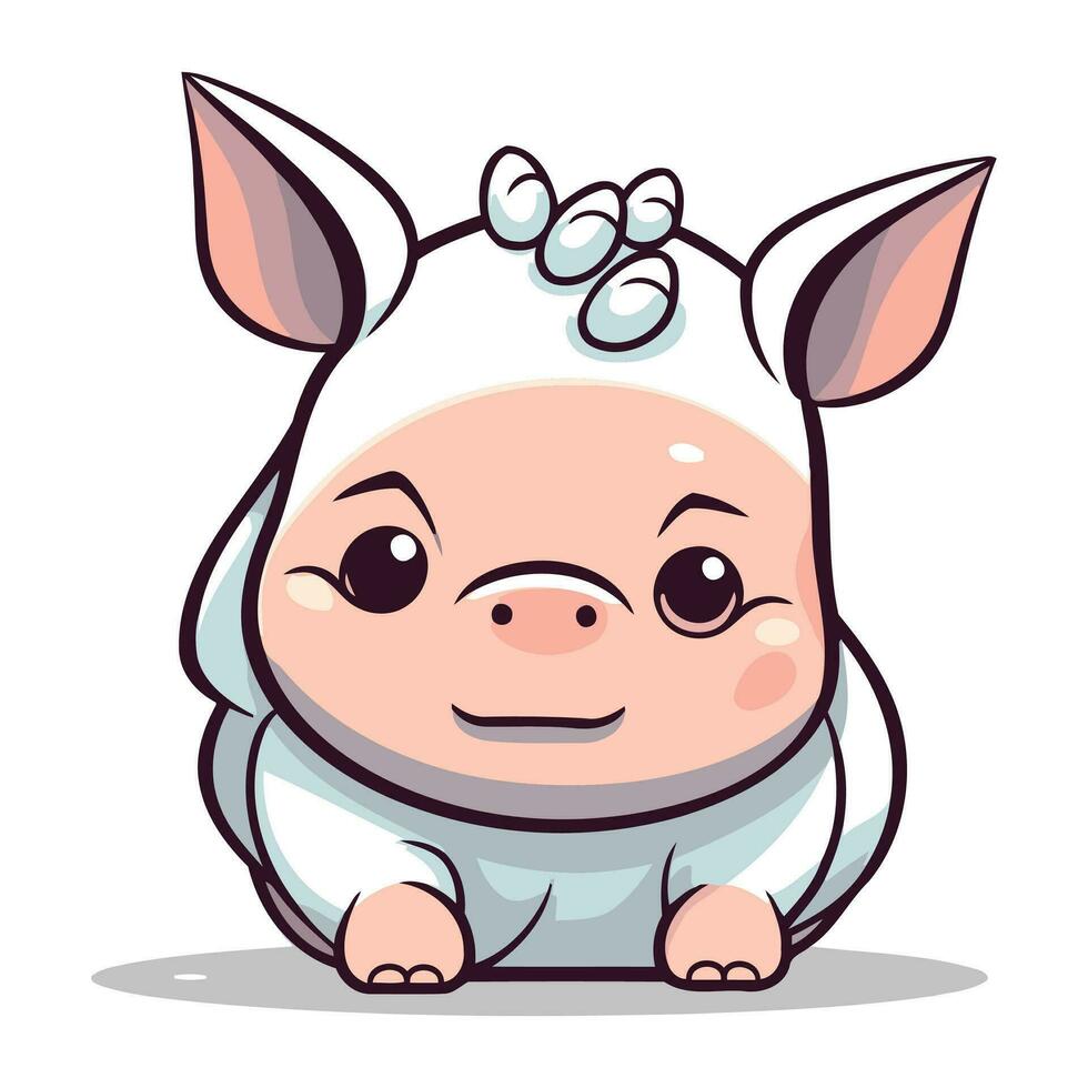 Cute little piglet cartoon vector illustration. Cute little piglet character.