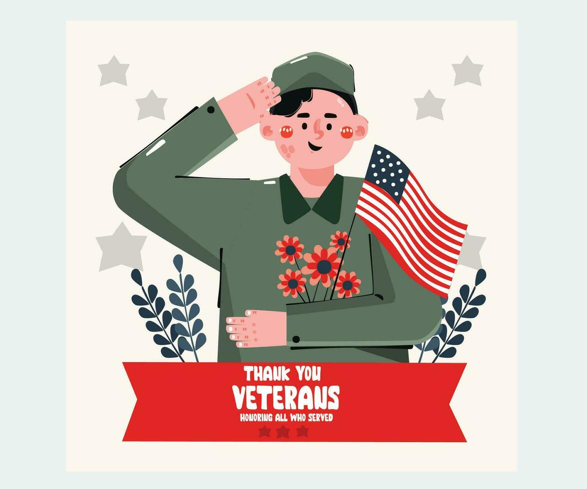 Organic Flat Veterans Day Illustration vector