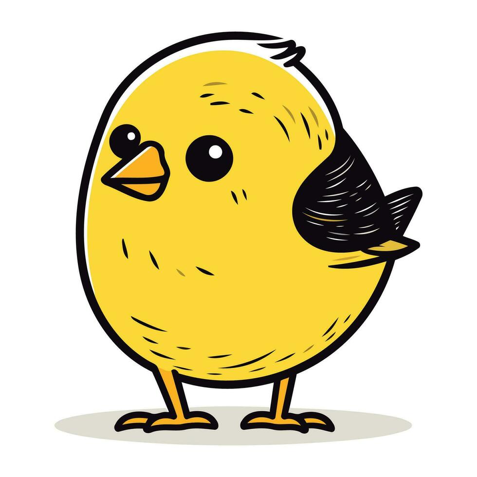 Vector illustration of cute little yellow chick. Isolated on white background.