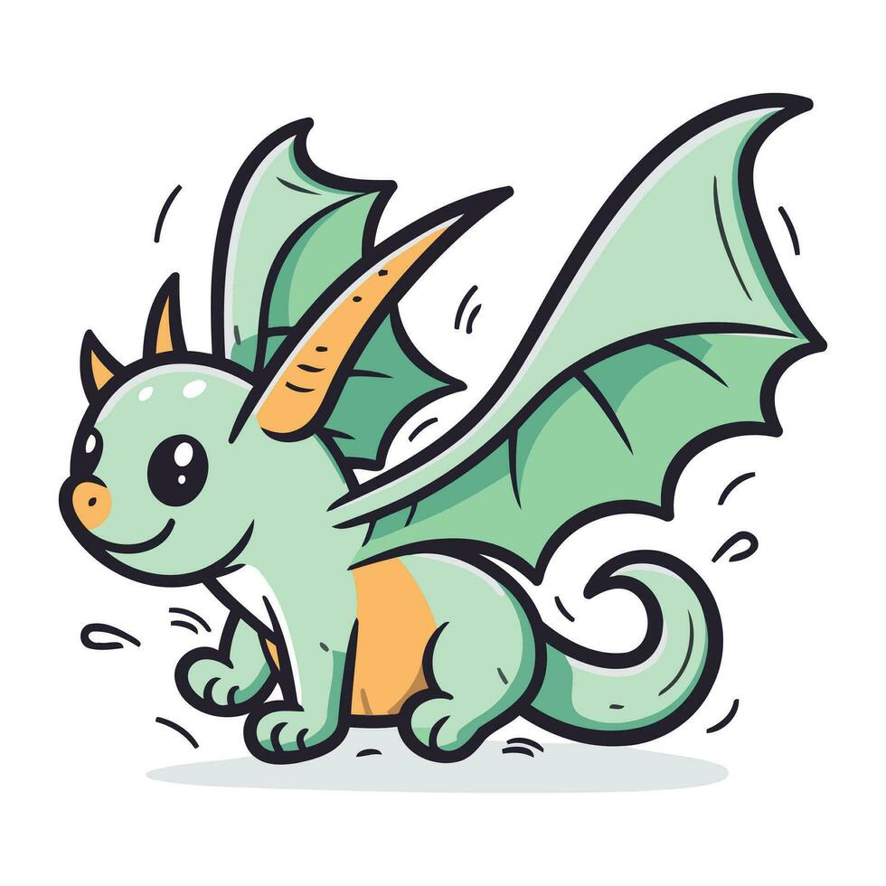 Funny cartoon dragon. Vector illustration of a cute fantasy dragon.
