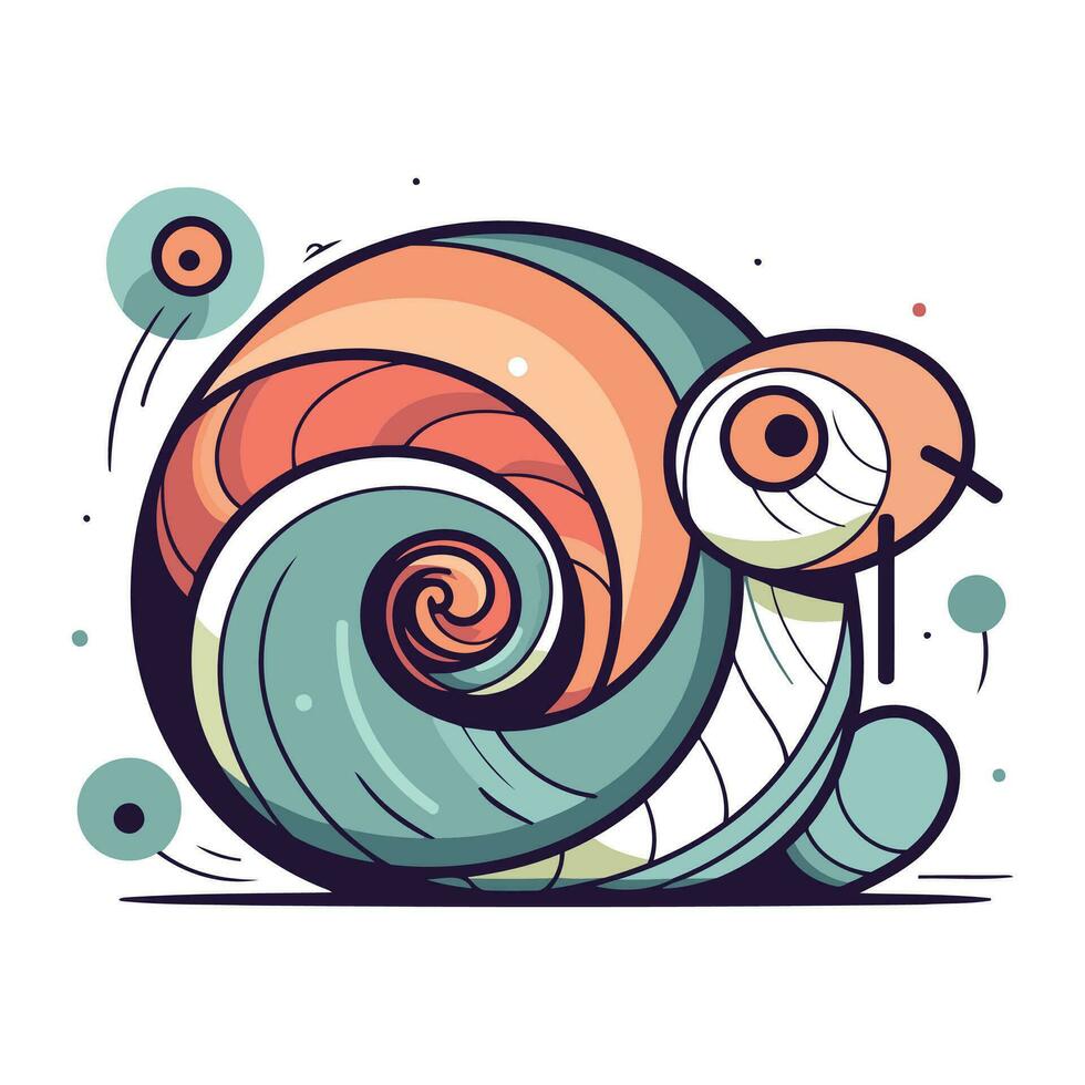 Cartoon snail. Colored vector illustration. Isolated on white background.