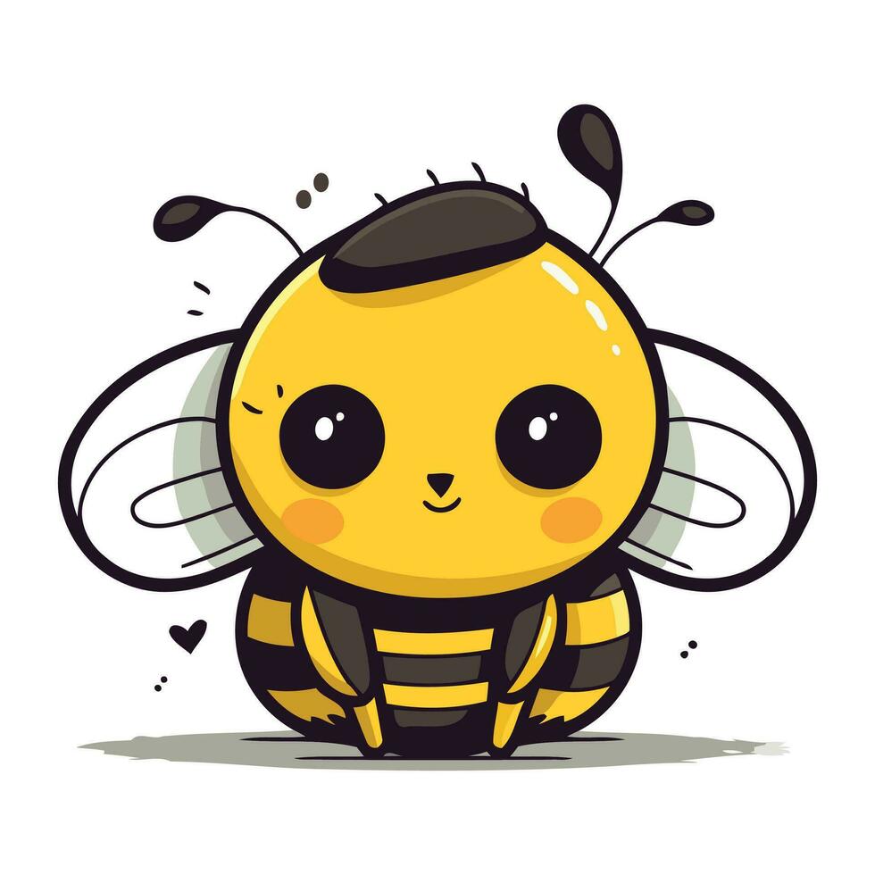 Cute cartoon bee. Vector illustration. Isolated on white background.