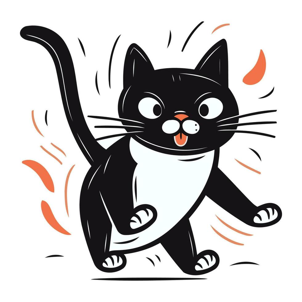 linda dibujos animados negro gato. vector ilustración aislado en blanco antecedentes.