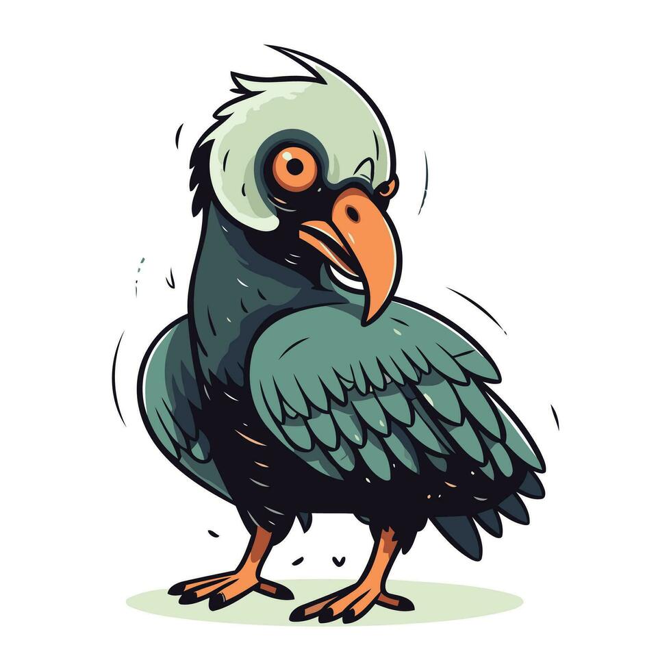 Vector illustration of a vulture on white background. Cartoon style.