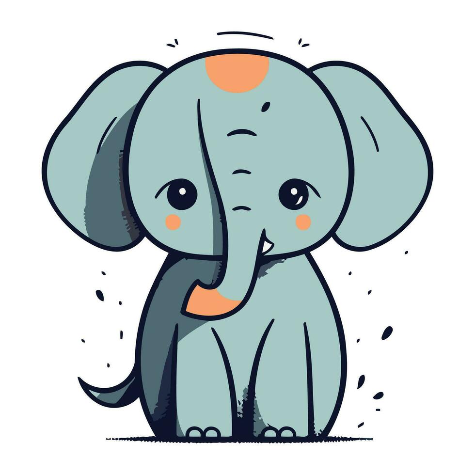 Cute cartoon elephant. Vector illustration isolated on a white background.