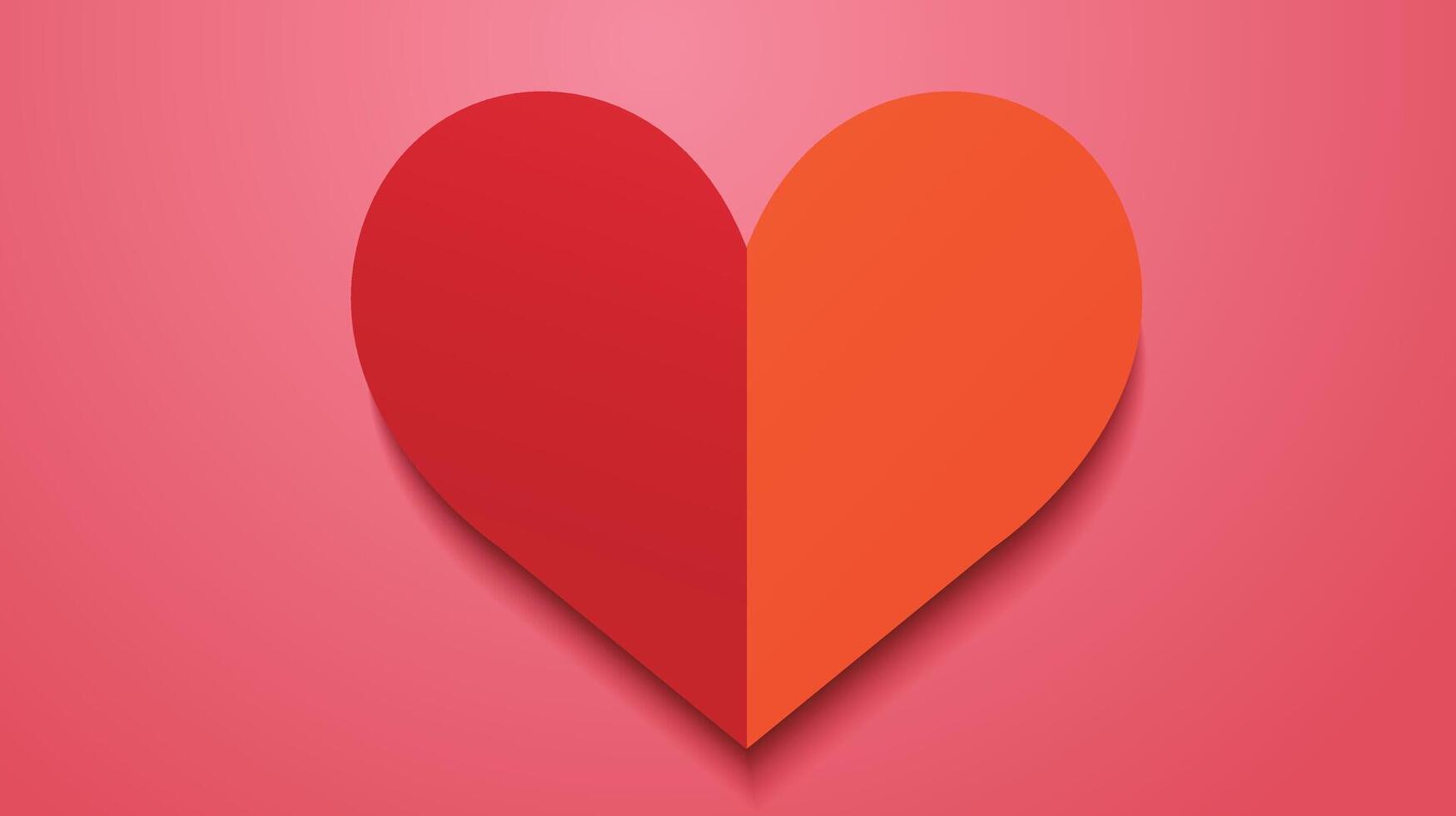 Red paper heart on pink background. Valentine's day concept. Vector illustration.