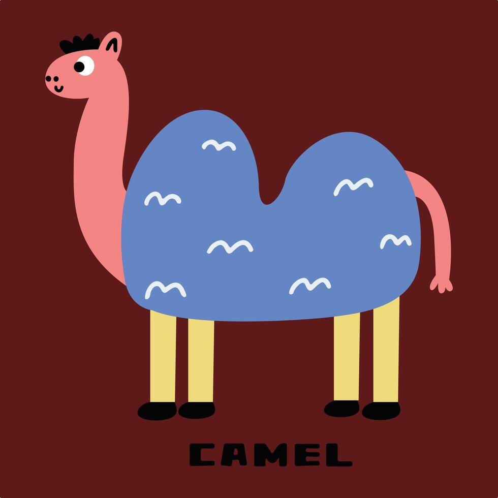 Creative hand drawn children's cartoon illustration of cute camel vector
