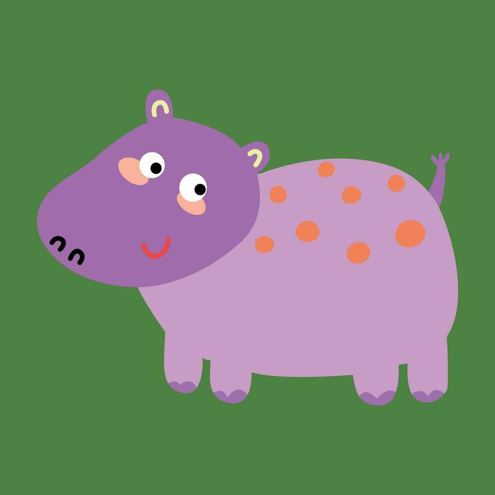 gracioso creativo mano dibujado para niños ilustración de linda hipopótamo vector