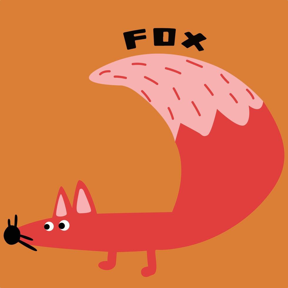 Funny creative hand drawn children's illustration of cute fox vector