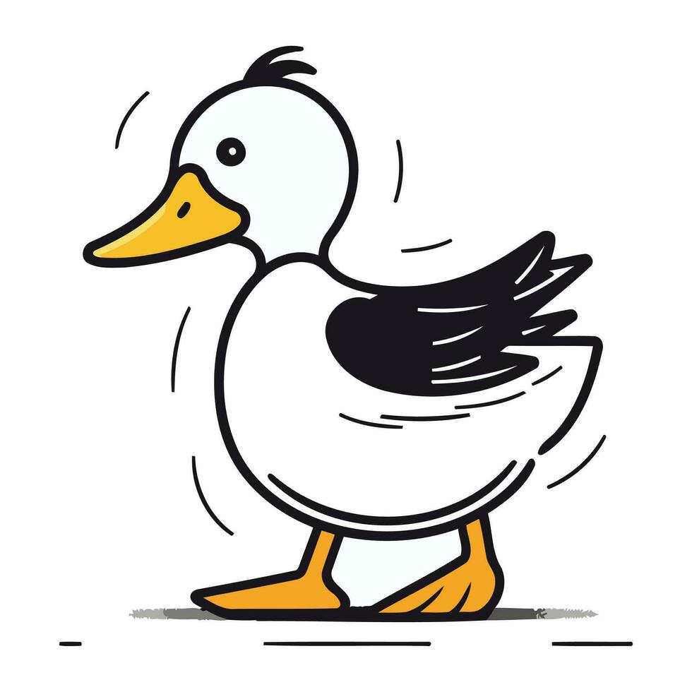 Pato en un blanco antecedentes. vector ilustración en dibujos animados estilo.