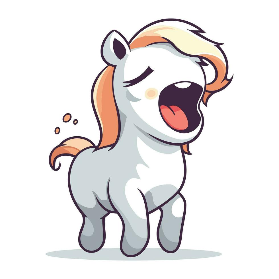 Cute cartoon horse isolated on a white background. Vector illustration.