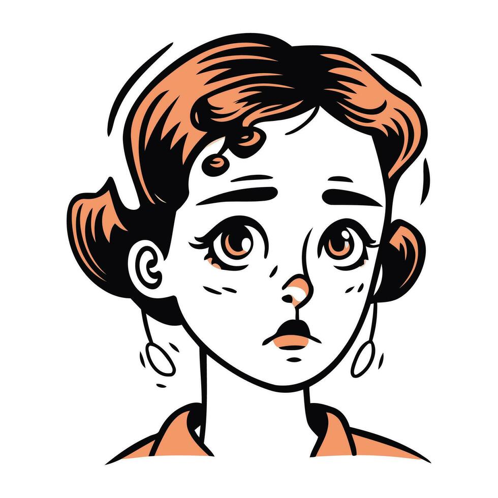 Angry woman. Vector illustration of a girl with facial expression.
