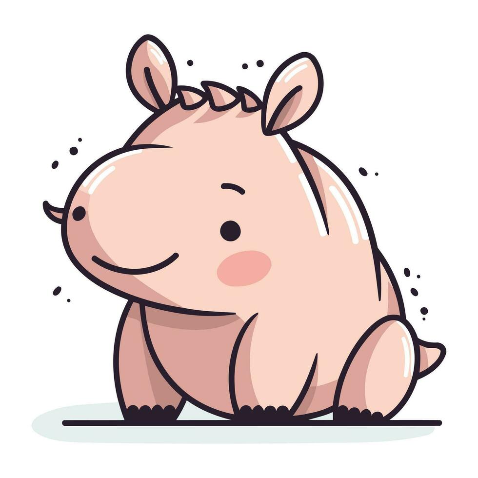 Cute hippo cartoon character. Vector illustration of a cute hippo.