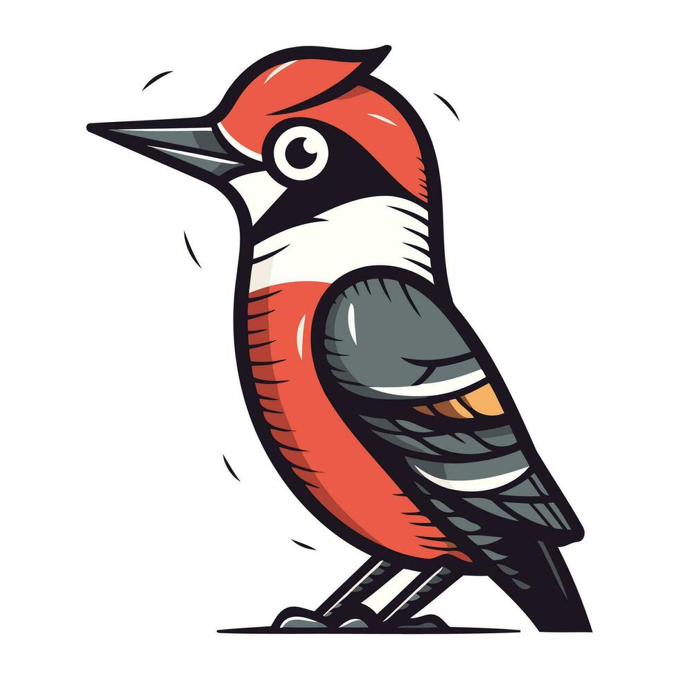 Vector image of a red backed woodpecker on a white background