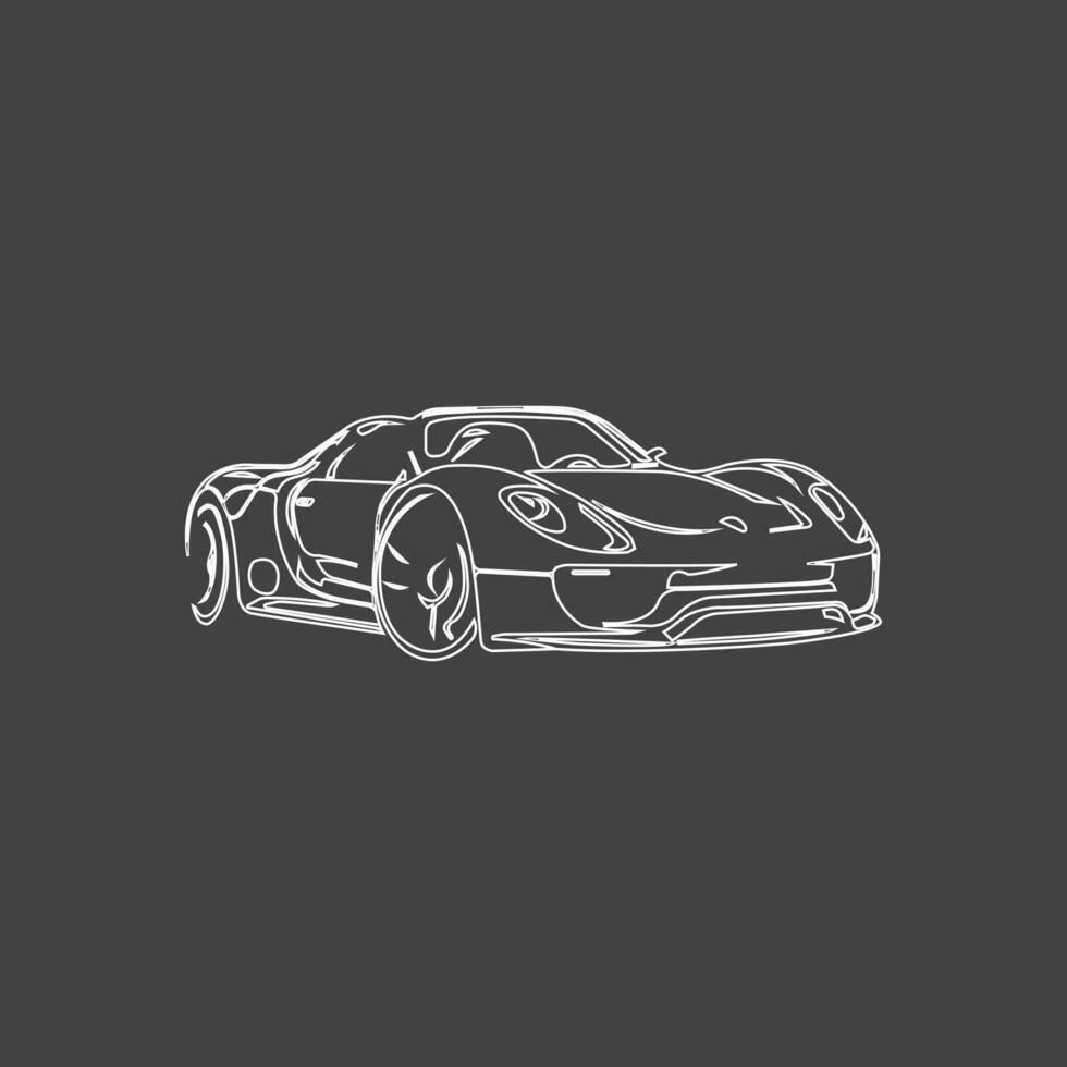 continuous line drawing pattern Sketch of car isolated on gray background. Vector illustration