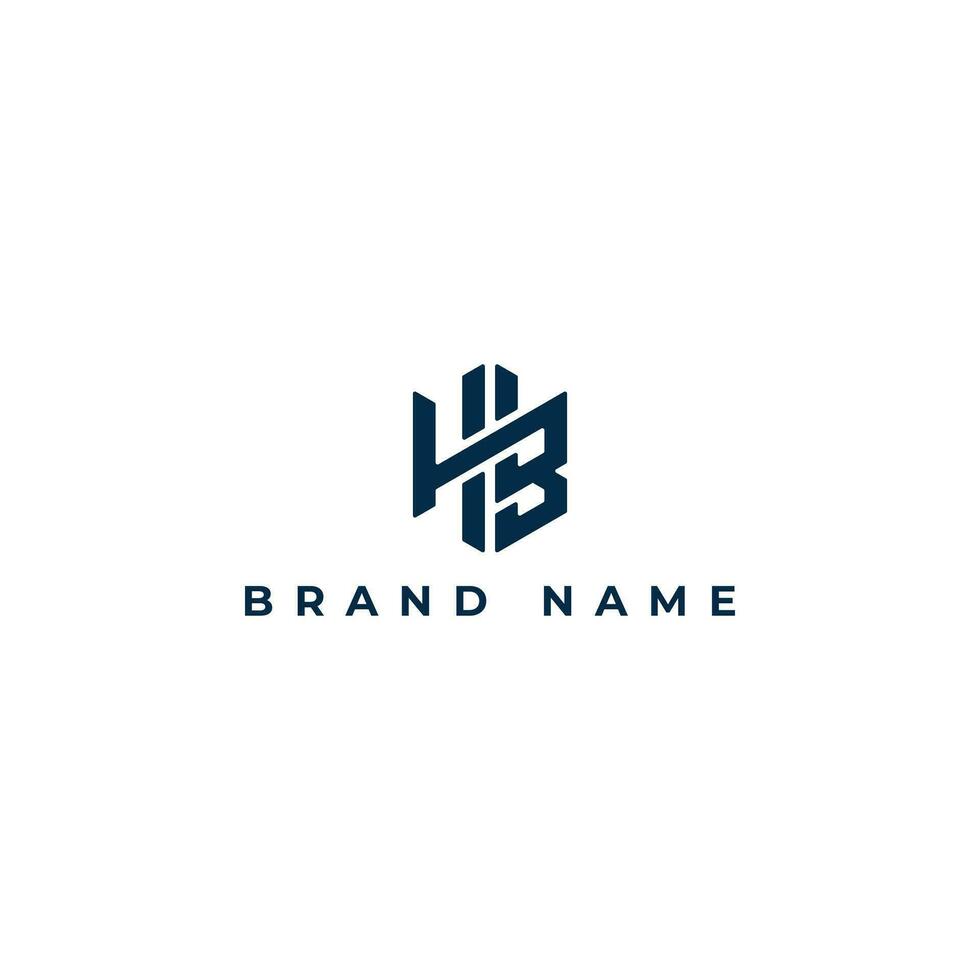 Abstract hexagon initial letter HB or BH Logo design Vector illustration in blue color isolated on a white background. Abstract letter HB logo applied for Real Estate and Mortgage Company logo design