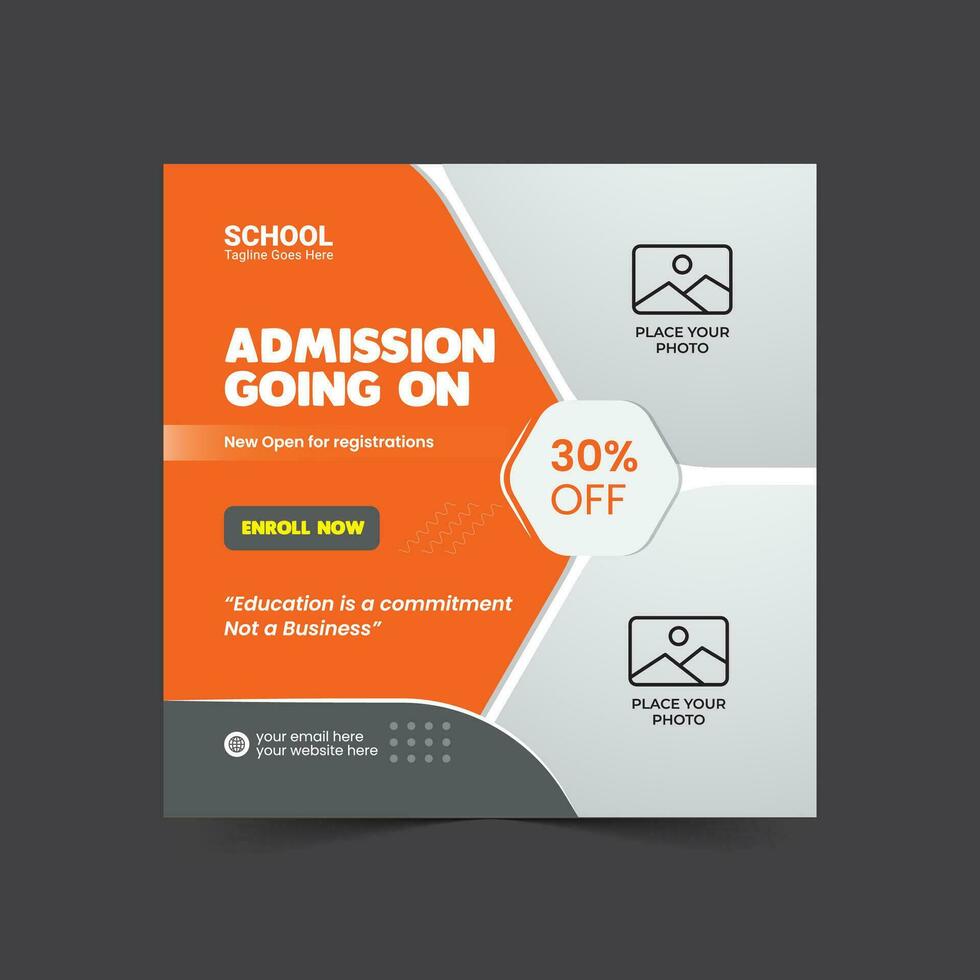 Admission Open, Admission going on, College Admission, School Admission Marketing Social Media Post template design vector