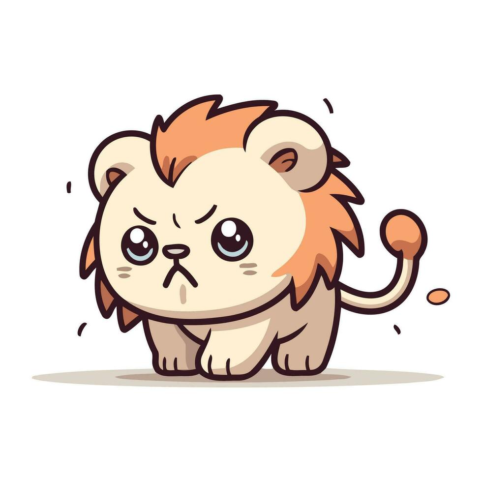 Cute cartoon lion. Vector illustration isolated on a white background.