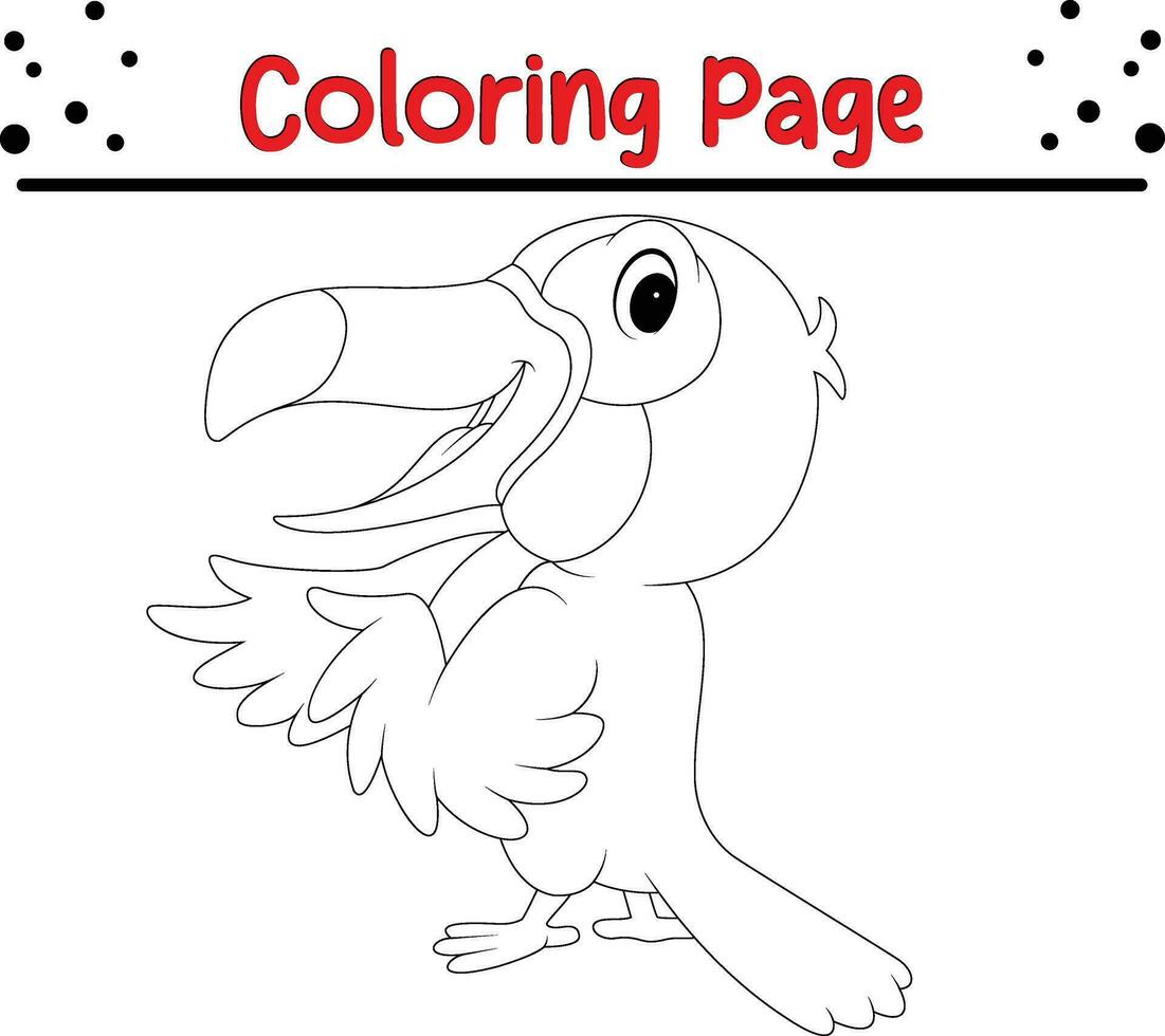 Toucan coloring page. Bird coloring book for kids vector