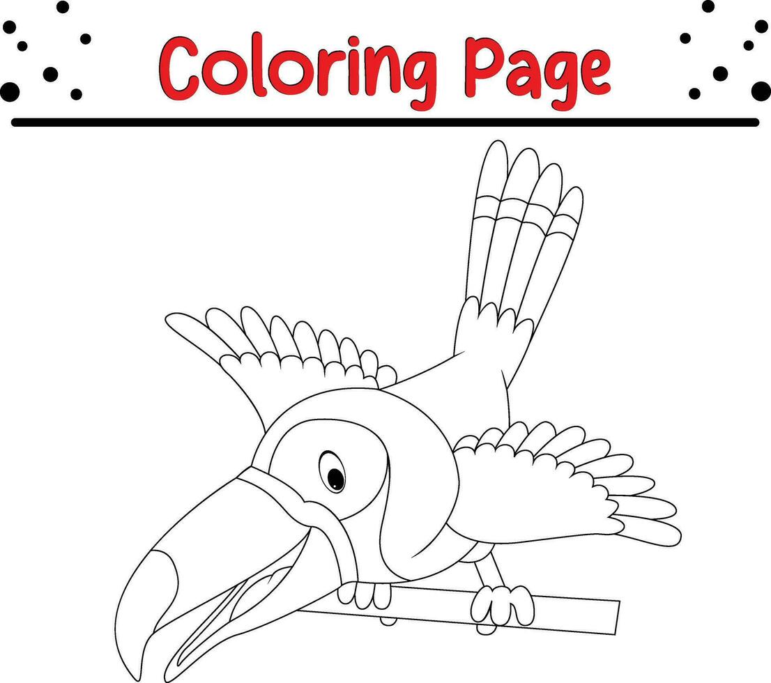 Toucan coloring page. Bird coloring book for kids vector